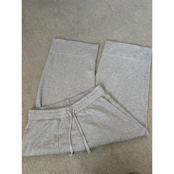 Quince Pants - Quince Gray Wide Leg Cropped Lounge Pants Women's Large Drawstring Waist * flaw